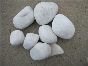 Fargo Snow White Marble Tumbled Pebbles, China White Gravels, White Tumbled Aggregates, Tumbled Round White Pebble Stone Driveways