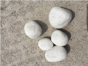 Fargo Snow White Marble Tumbled Pebbles, China White Gravels, White Tumbled Aggregates, Tumbled Round White Pebble Stone Driveways