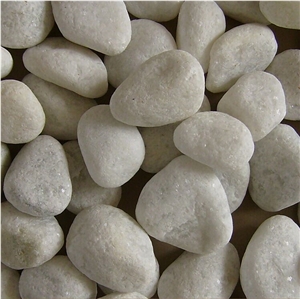 Fargo Snow White Marble Tumbled Pebbles, China White Gravels, White Tumbled Aggregates, Tumbled Round White Pebble Stone Driveways