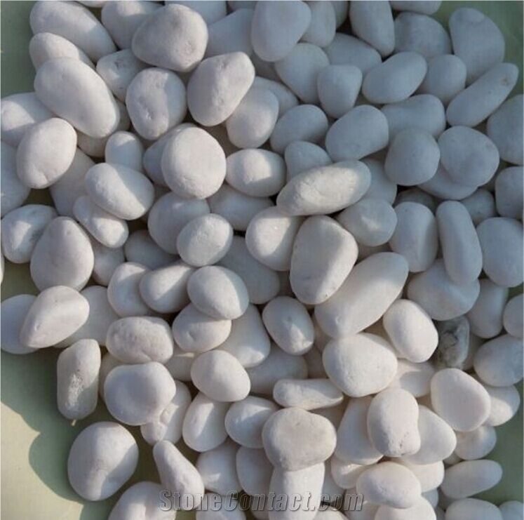 Fargo Snow White Marble Tumbled Pebbles, China White Gravels, White Tumbled Aggregates, Tumbled Round White Pebble Stone Driveways
