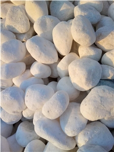 Fargo Snow White Marble Tumbled Pebbles, China White Gravels, White Tumbled Aggregates, Tumbled Round White Pebble Stone Driveways
