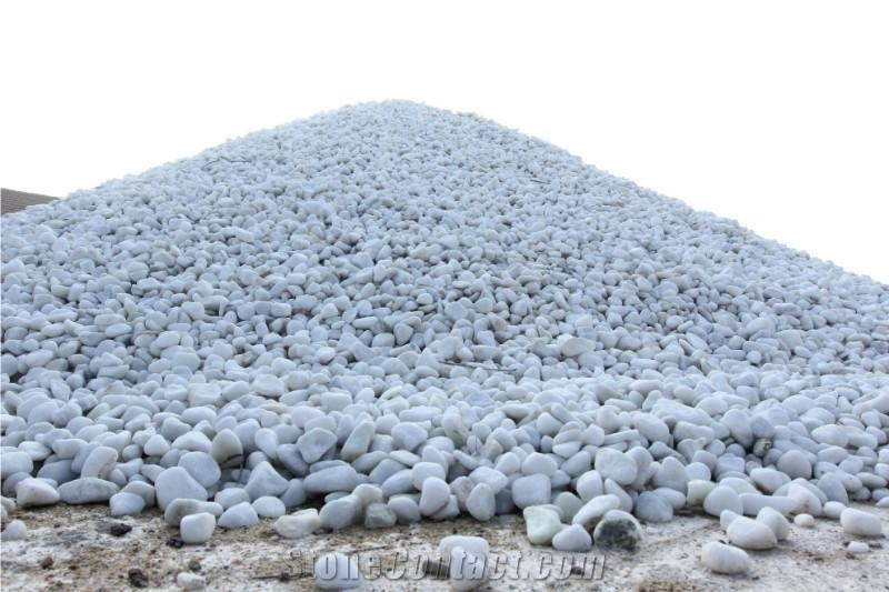 Fargo Snow White Marble Tumbled Pebbles, China White Gravels, White Tumbled Aggregates, Tumbled Round White Pebble Stone Driveways