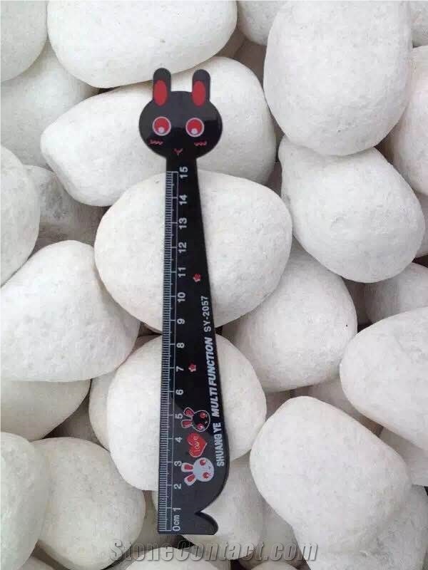 Fargo Snow White Marble Tumbled Pebbles, China White Gravels, White Tumbled Aggregates, Tumbled Round White Pebble Stone Driveways
