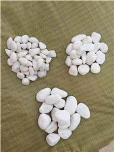 Fargo Snow White Marble Tumbled Pebbles, China White Gravels, White Tumbled Aggregates, Tumbled Round White Pebble Stone Driveways