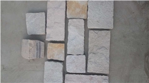 Fargo White Castaled Wall Stone, China White Sandstone Random Shape Flagstone