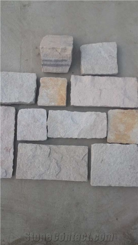 Fargo White Sandstone Castled Wall Stone, China White Sandstone Random Flagstone, Irregular White Flagstones