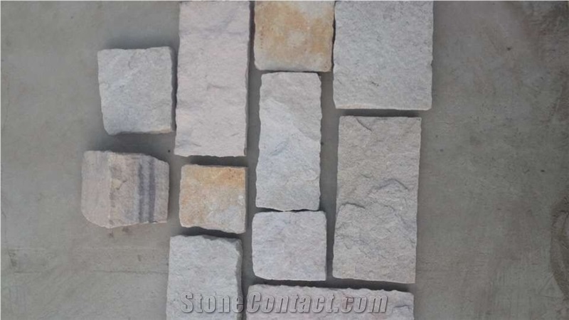 Fargo White Sandstone Castled Wall Stone, China White Sandstone Random Flagstone, Irregular White Flagstones