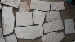 Fargo White Sandstone Castled Wall Stone, China White Sandstone Random Flagstone, Irregular White Flagstones