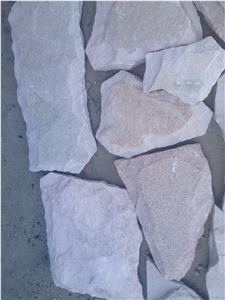 Fargo White Sandstone Irregular Mushroomed Wall Cladding Pieces, China White Sandstone Random Shape Mushroomed Wall Stone, Split Face White Mushroom Stone