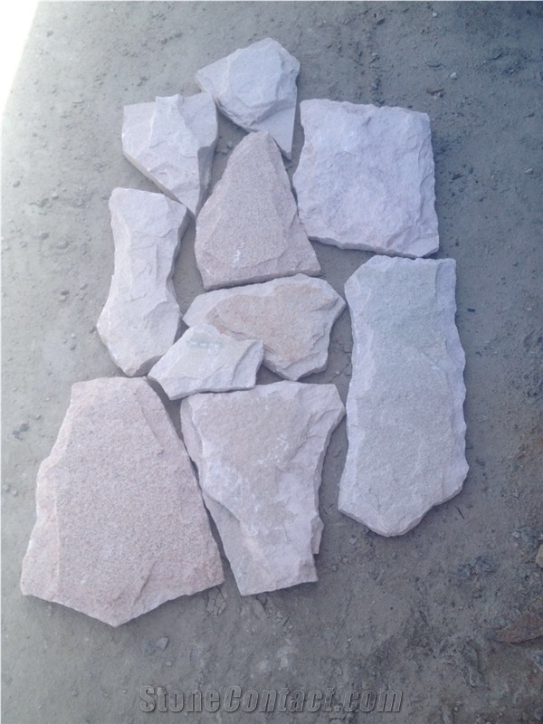 Fargo White Sandstone Irregular Mushroomed Wall Cladding Pieces, China White Sandstone Random Shape Mushroomed Wall Stone, Split Face White Mushroom Stone