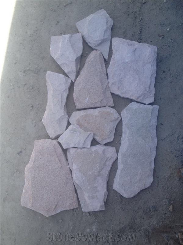 Fargo White Sandstone Irregular Mushroomed Wall Cladding Pieces, China White Sandstone Random Shape Mushroomed Wall Stone, Split Face White Mushroom Stone