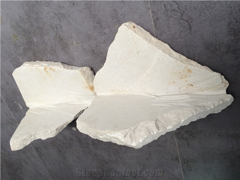 Fargo White Sandstone Mushroomed Corner Stone, White Wall Cladding Corner Stone, White Sandstone Natural Split Mushroom Stone
