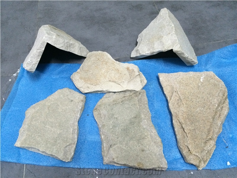 Fargo White Sandstone Mushroomed Corner Stone, White Wall Cladding Corner Stone, White Sandstone Natural Split Mushroom Stone