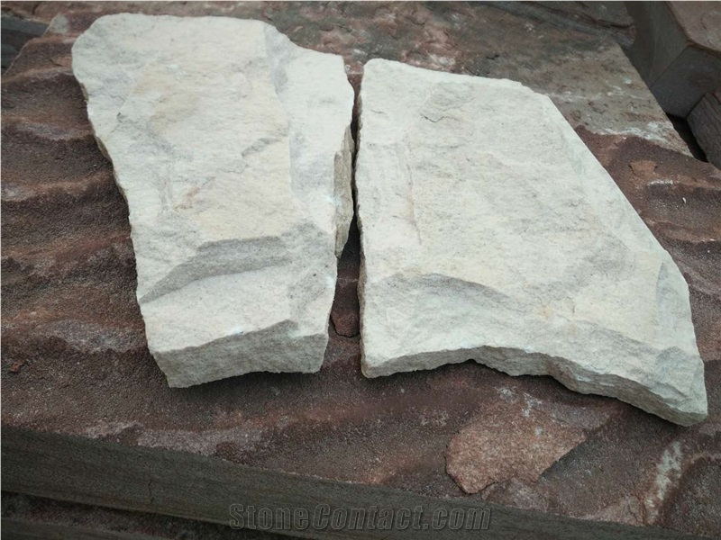 Fargo White Sandstone Mushroomed Wall Cladding Pieces, White Sandstone Split Face Mushroomed Wall Stone