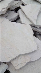 Fargo White Sandstone Random Shape Wall Cladding Pieces, White Sandstone Irregular Flagstone, White Sandstone Castled Stone