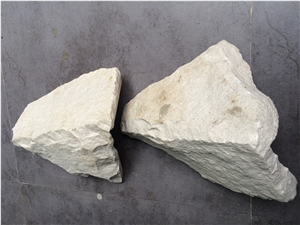 Fargo White Sandstone Wall Cladding, White Sandstone Mushroomed Corner Stone, Natural Split Face Corner Stone