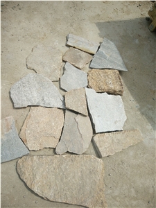 Fargo Yellow Quartzite Irregular Flagstone, China Multicolor Quartzite Random Wall Cladding Pieces, China Quartzite Random Shape Flagstone Road Paving