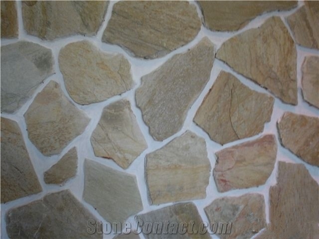 Fargo Yellow Slate Random Flagstone, China Gold Slate Irregular Flagstone for Walkway Pavers, Yellow Slate 014 Loose Flagstone Road Paving
