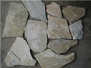 Fargo Yellow Slate Random Flagstones, China Golden Slate Loose Irregular Wall Cladding, Yellow Slate Flagstones for Walkway Pavers/Road Paving