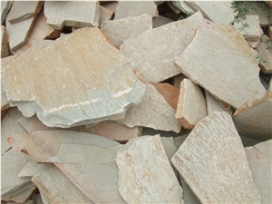 Fargo Yellow Slate Random Shape Flagstones, China Yellow Slate/014 Irregular Flagstone for Walling/Road Paving
