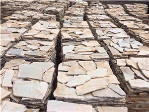 Fargo Yellow Slate Random Shape Flagstones, China Yellow Slate/014 Irregular Flagstone for Walling/Road Paving