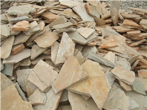 Fargo Yellow Slate Random Shape Flagstones, China Yellow Slate/014 Irregular Flagstone for Walling/Road Paving
