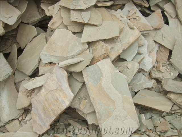 Fargo Yellow Slate Random Shape Flagstones, China Yellow Slate/014 Irregular Flagstone for Walling/Road Paving