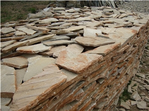 Fargo Yellow Slate Random Shape Flagstones, China Yellow Slate/014 Irregular Flagstone for Walling/Road Paving