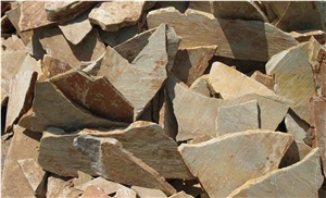 Fargo Yellow Slate Random Shape Flagstones, China Yellow Slate/014 Irregular Flagstone for Walling/Road Paving