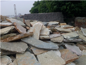 Fargo Yellow Slate Random Shape Flagstones, China Yellow Slate/014 Irregular Flagstone for Walling/Road Paving