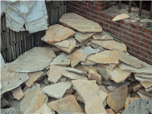 Fargo Yellow Slate Random Shape Flagstones, China Yellow Slate/014 Irregular Flagstone for Walling/Road Paving