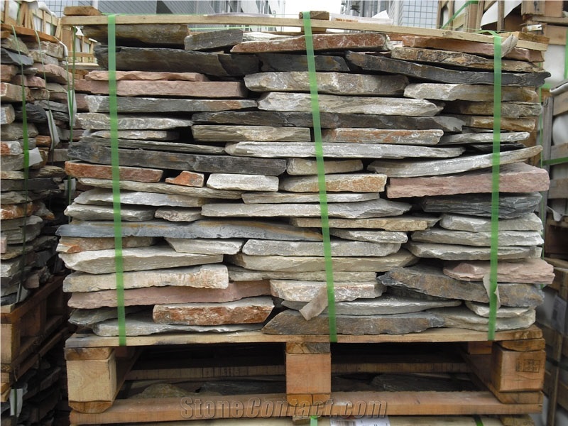 Fargo Yellow Slate Random Shape Flagstones, China Yellow Slate/014 Irregular Flagstone for Walling/Road Paving