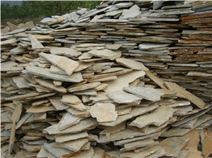 Fargo Yellow Slate Random Shape Flagstones, China Yellow Slate/014 Irregular Flagstone for Walling/Road Paving