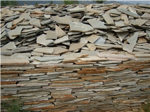 Fargo Yellow Slate Random Shape Flagstones, China Yellow Slate/014 Irregular Flagstone for Walling/Road Paving