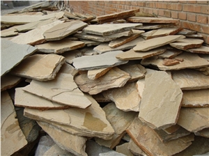 Fargo Yellow Slate Random Shape Flagstones, China Yellow Slate/014 Irregular Flagstone for Walling/Road Paving