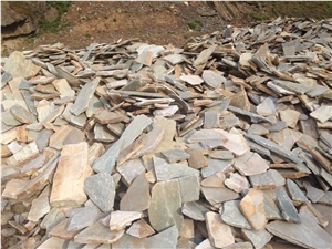 Fargo Yellow Slate Random Shape Flagstones, China Yellow Slate/014 Irregular Flagstone for Walling/Road Paving
