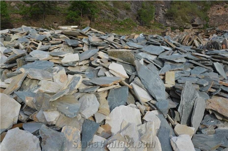 Fargo Yellow Slate Random Shape Flagstones, China Yellow Slate/014 Irregular Flagstone for Walling/Road Paving