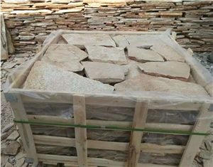 Fargo Yellow Slate Random Shape Flagstones, China Yellow Slate/014 Irregular Flagstone for Walling/Road Paving