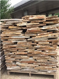 Fargo Yellow Slate Random Shape Flagstones, China Yellow Slate/014 Irregular Flagstone for Walling/Road Paving