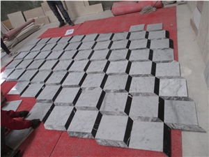 3d Marble Wall and Floor Tiles, Bianco Carrara White Marble 3d Waterjet Medallions Pattern for Flooring