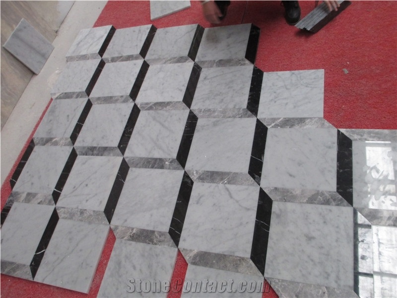 Bianco Carrara Silver Mink Nero Marqiua 3d Marble Floor Thin Tile Flooring