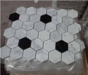 Black and White Marble Hexagon Mosaic Tile ,Polished Mosaic Hexagon Mosaic for Interior Decoration