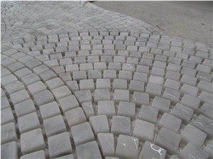 Carrara White Marble Mosaic Tiles, Italy White Marble Mosaic, Fanshaped/Sector Mosaics,Pebble Mosaics for Wall, Floor