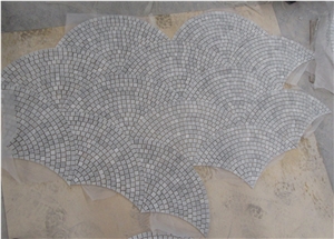 Carrara White Marble Mosaic Tiles, Italy White Marble Mosaic, Fanshaped/Sector Mosaics,Pebble Mosaics for Wall, Floor