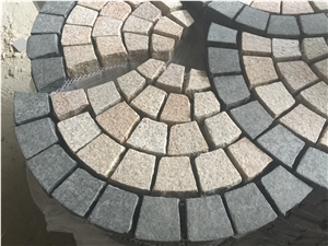 G682 + G684 Granite Cube Stone Mesh Pavers, Surface Flamed, Other Sides Natural Cobble Stone, Granite Mesh Walkway, Driveway, Patio Pavers