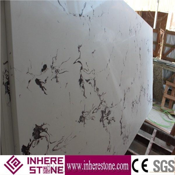 White Artificial Quartz Stone,Artificial Stone Slabs, Carrara White Veined Quartz Stone