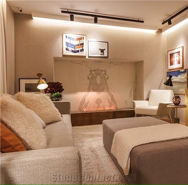 Neolith Estatuario Feature Wall with Fireplace