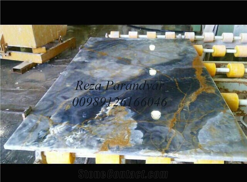 Golden Blue Onyx Block, Iran Blue Onyx