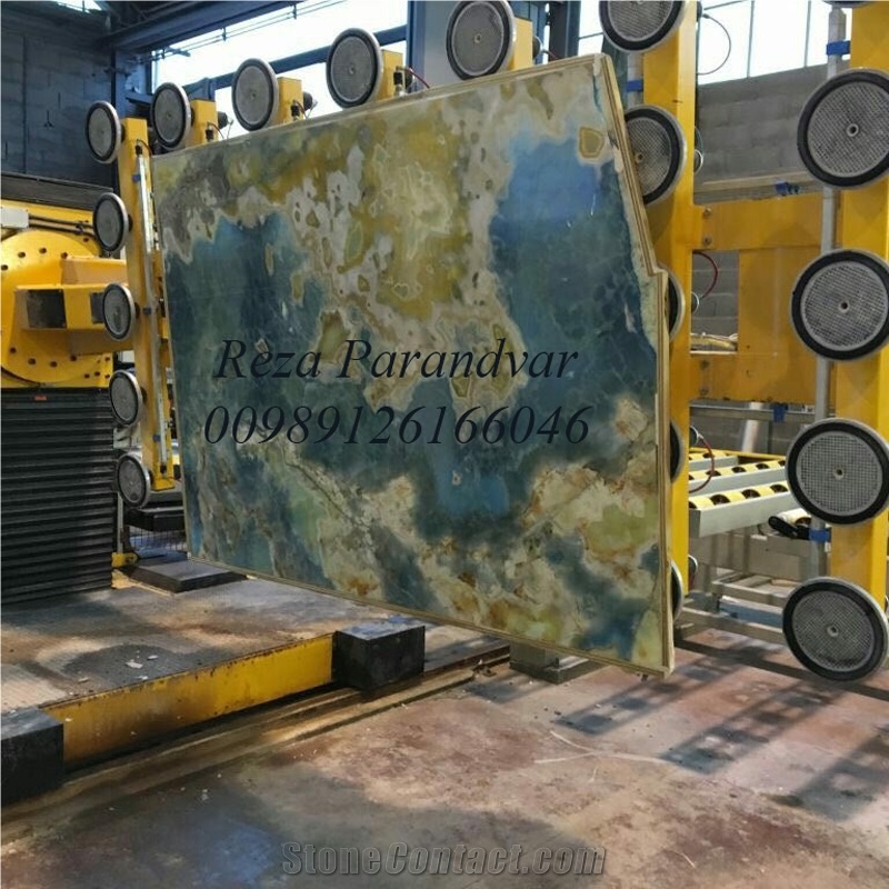 Golden Blue Onyx Block, Iran Blue Onyx