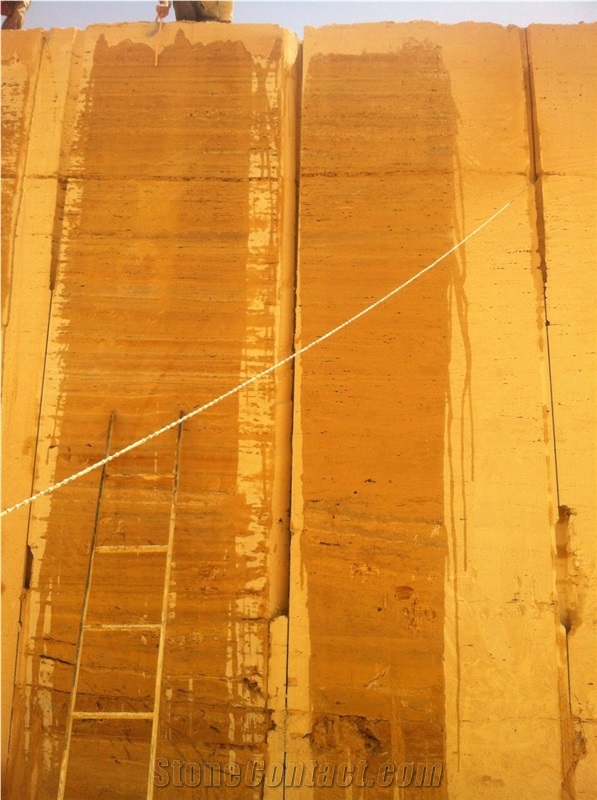 Golden Travertine Blocks, Travertino Giallo Persiano
